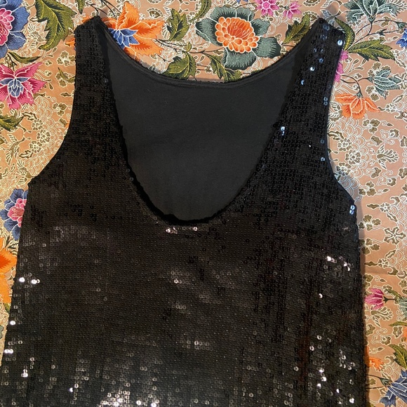 Vintage free people black sequin shift cocktail dress size 4 - Picture 10 of 11